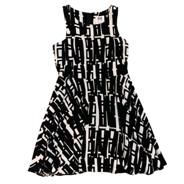 Milly Minis Linear Geo Print Flounce Dress