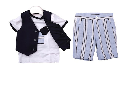 Bimbalo SS Shirt & Striped Shorts Outfit
