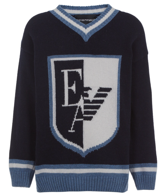 Armani Junior Varsity V-Neck Sweater w Logo