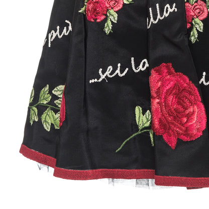Monnalisa Embroidered Roses Skirt