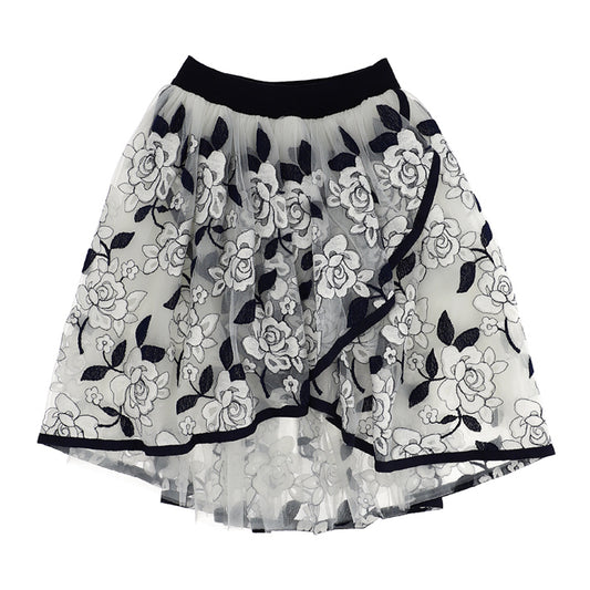 Monnalisa Eva Embroidered Flower Skirt