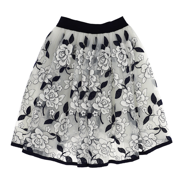 Monnalisa Eva Embroidered Flower Skirt