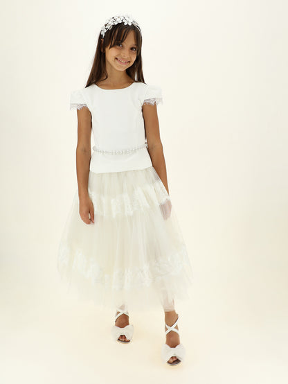 Monnalisa Teen Tulle & Lace Dress