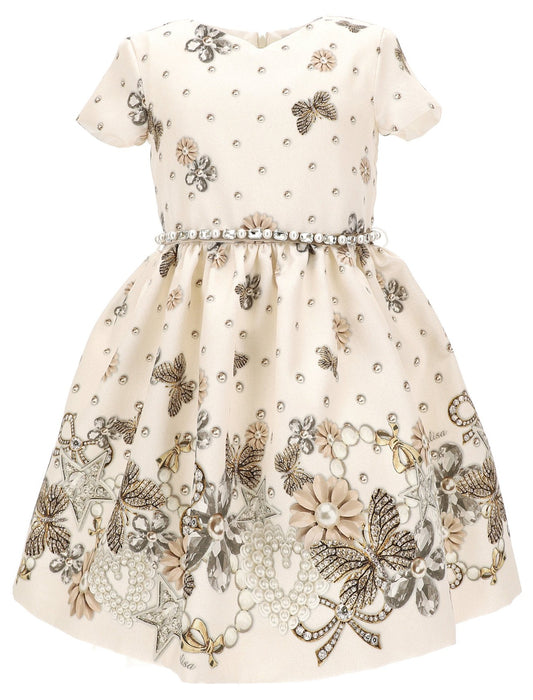 Monnalisa Glam Jewel & Flowers Dress