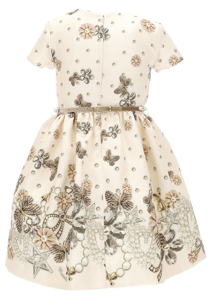 Monnalisa Glam Jewel & Flowers Dress