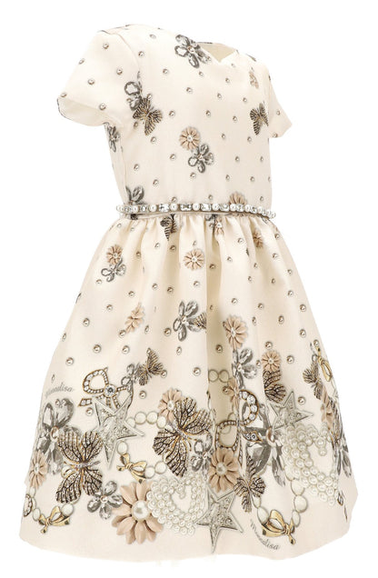 Monnalisa Glam Jewel & Flowers Dress