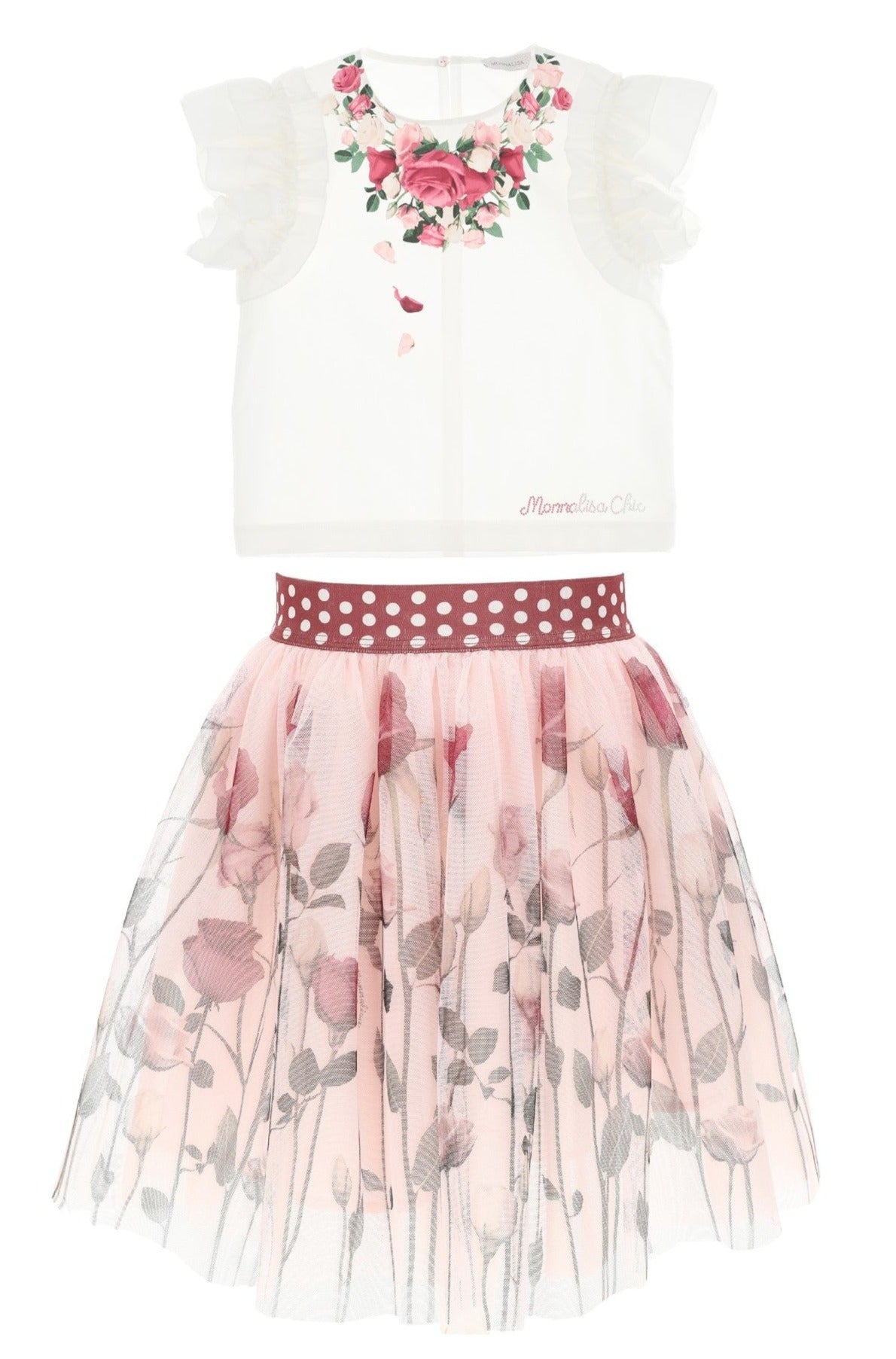 Monnalisa Floral Top & Skirt Outfit Set