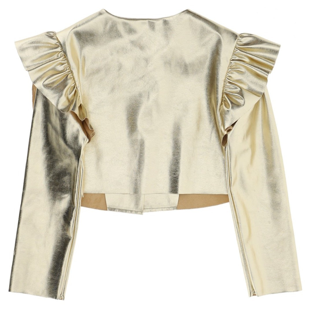 Monnalisa Metallic Ruffle Jacket