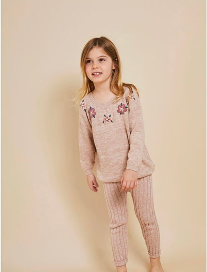 Tun Tun  Baby Embroidered Flower Sweater Set