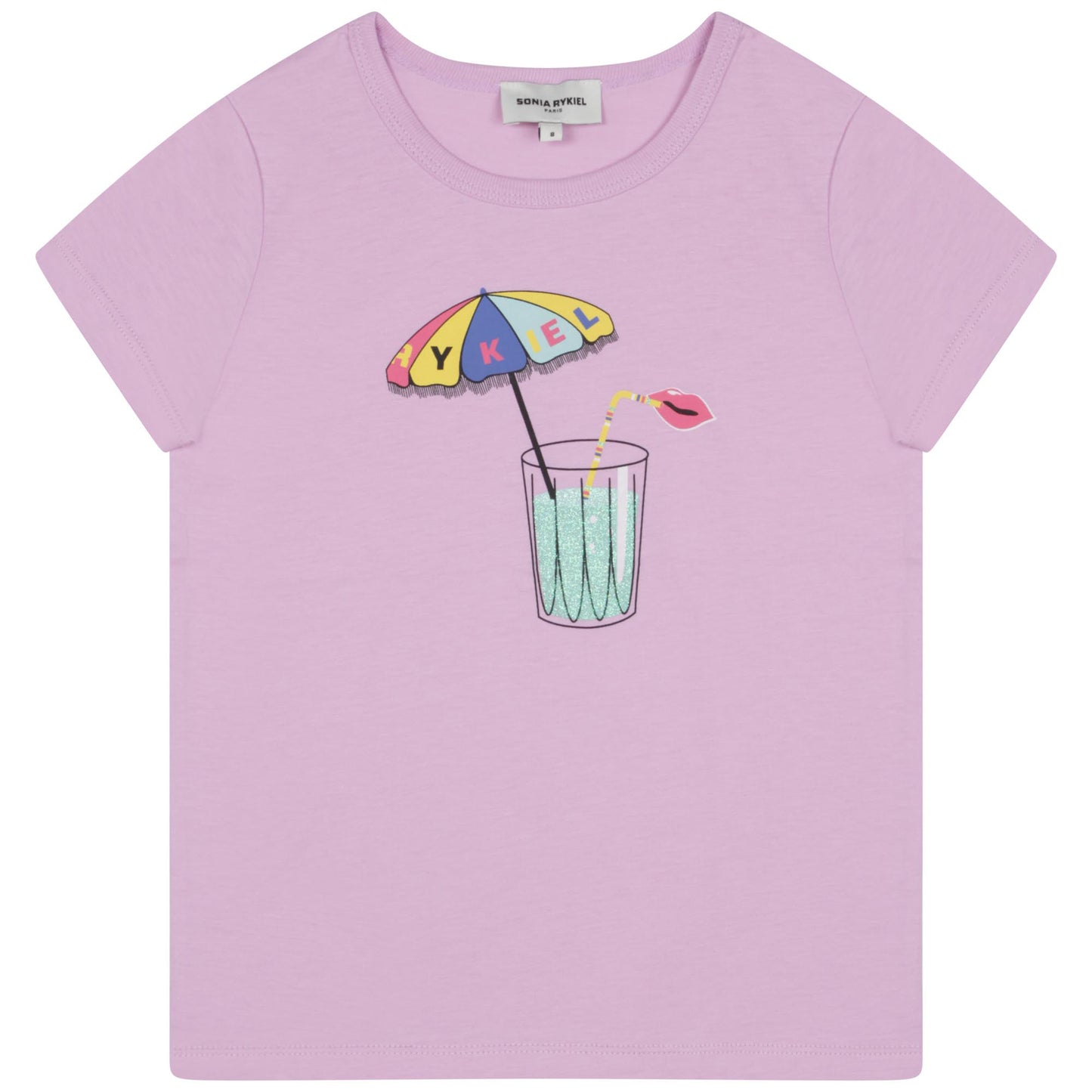 Sonia Rykiel Short Sleeve T-Shirt w/ Umbrella & Drink Graphic