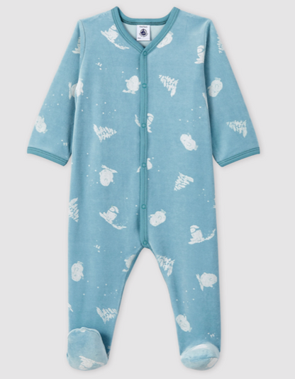 Petit Bateau Lanima Baby Boy Velour Yeti Footie