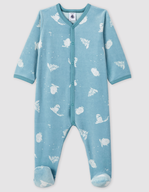 Petit Bateau Lanima Baby Boy Velour Yeti Footie
