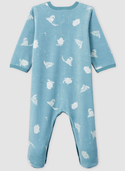 Petit Bateau Lanima Baby Boy Velour Yeti Footie