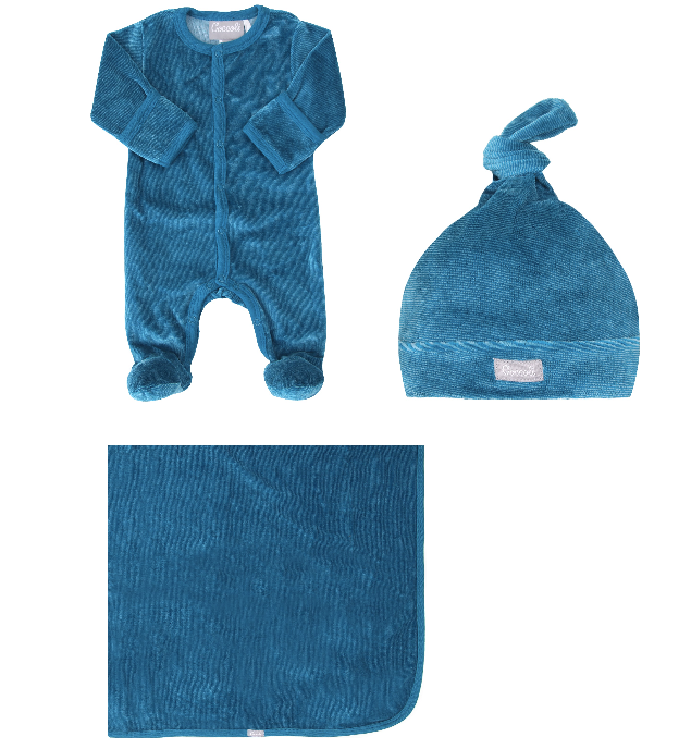 Coccoli  3 Pc Velour Zip Footie Set