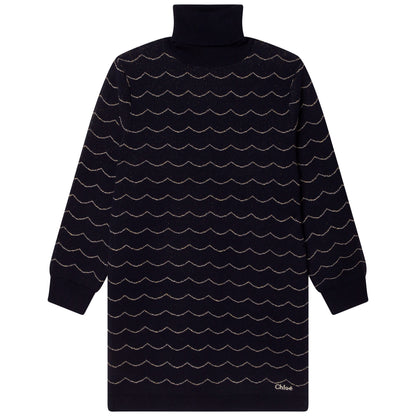 Chloe LS Turtleneck Dress w/ Embroidered Scallops