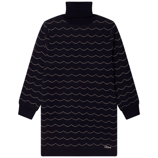 Chloe LS Turtleneck Dress w/ Embroidered Scallops