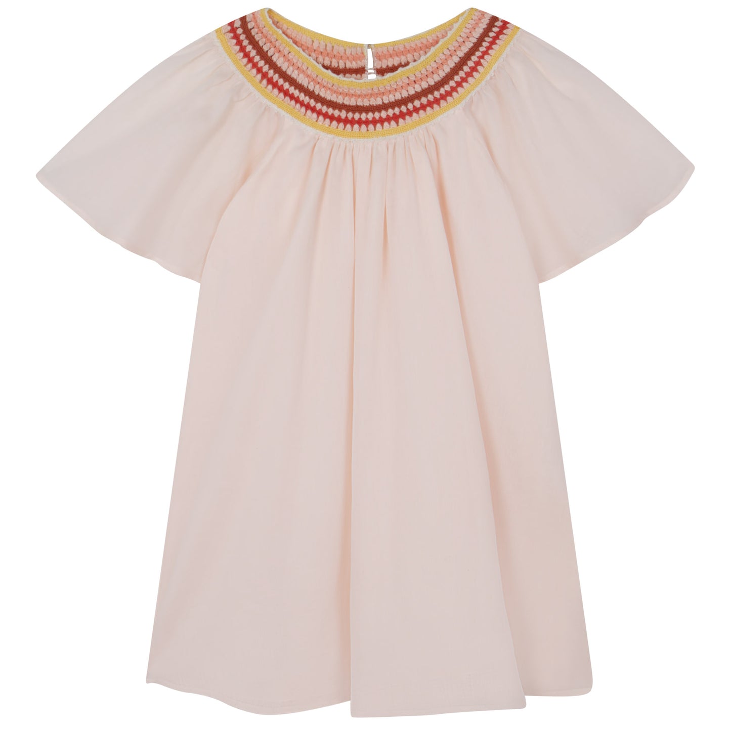 Chloe Short Sleeved Dress w/ Embroidered Collar Detail