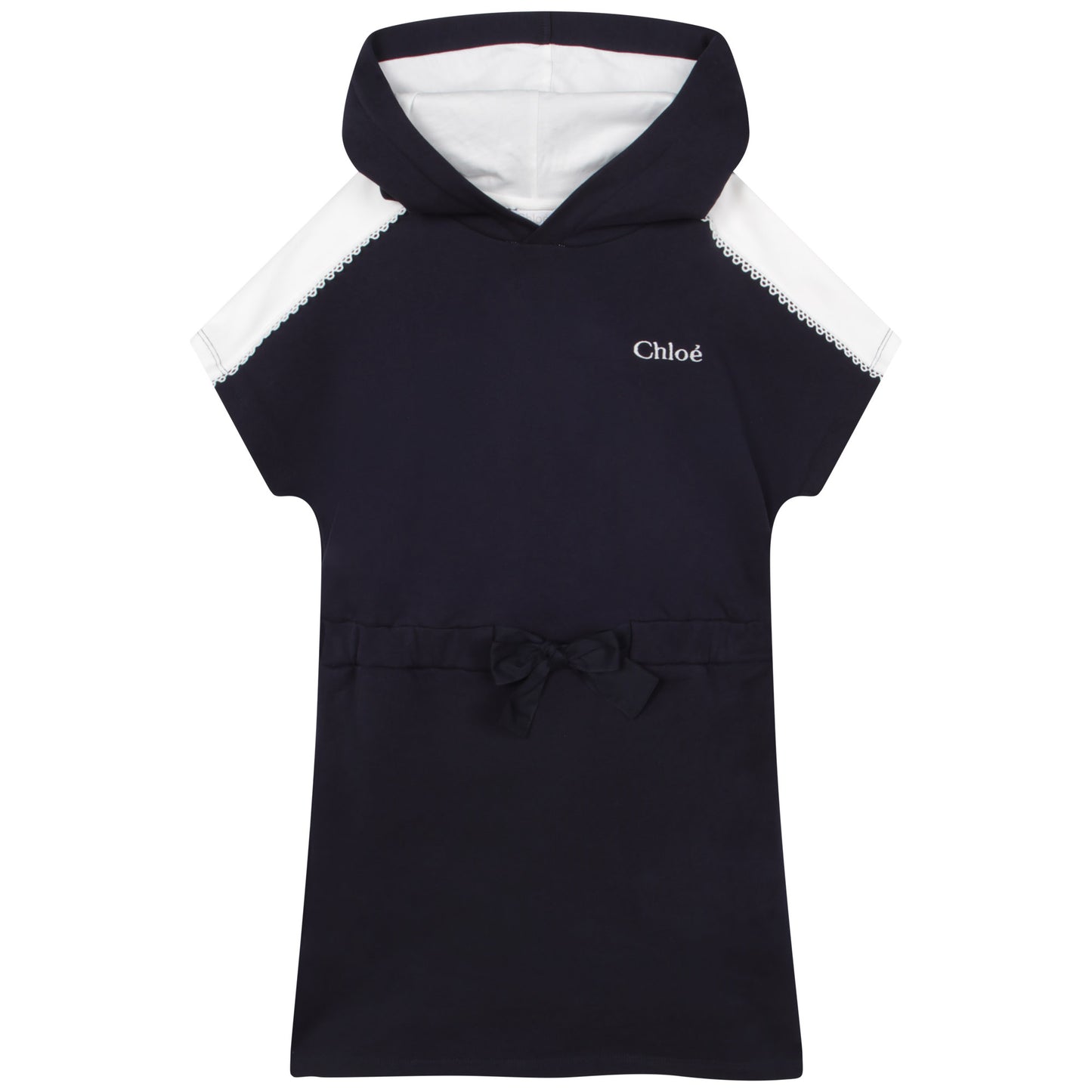Chloe Short Sleeved Hooded Dress w/ Front Bow