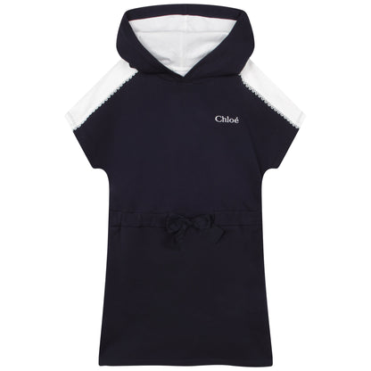 Chloe Short Sleeved Hooded Dress w/ Front Bow