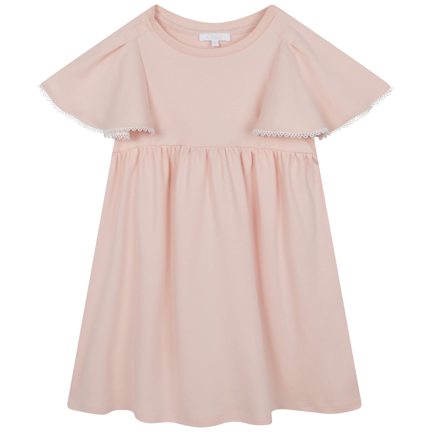 Chloe Short Sleeved Flounce Dress w/ Lace Detail
