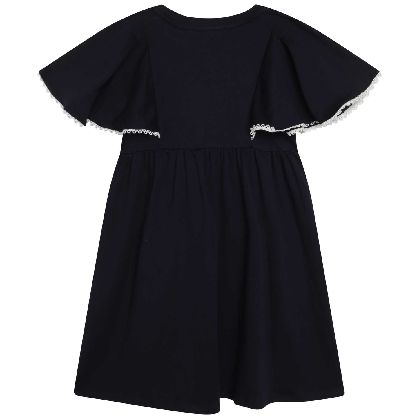 Chloe Short Sleeved Flounce Dress w/ Lace Detail