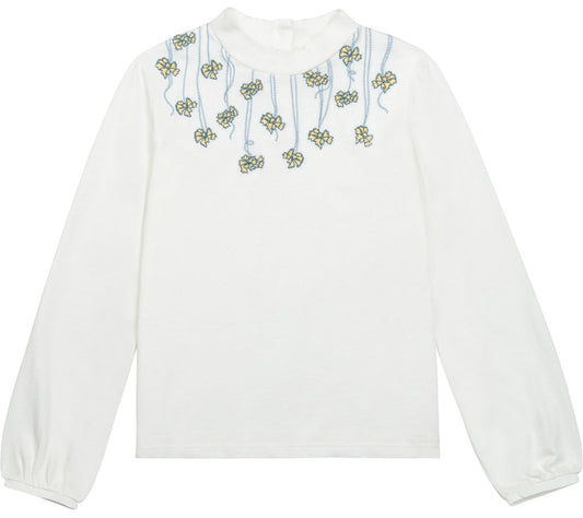 Chloe Flower Mock Neck T-Shirt