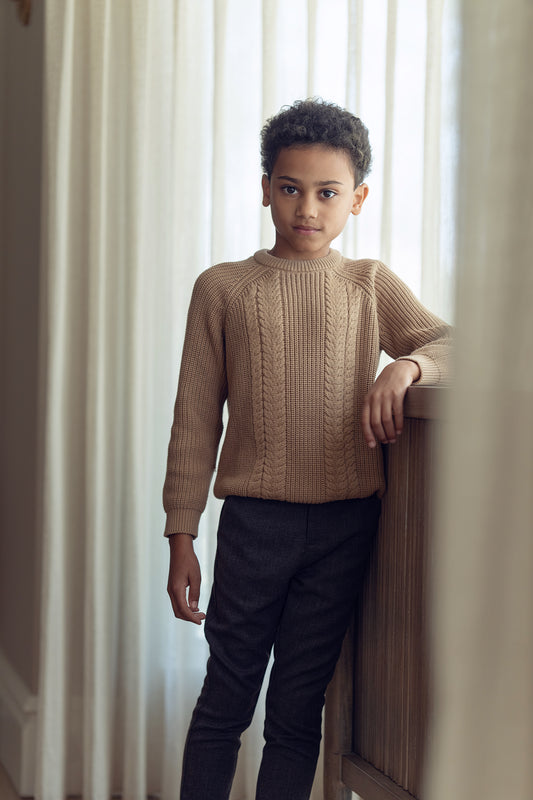 Coco Blanc Boys Cable Knit Sweater