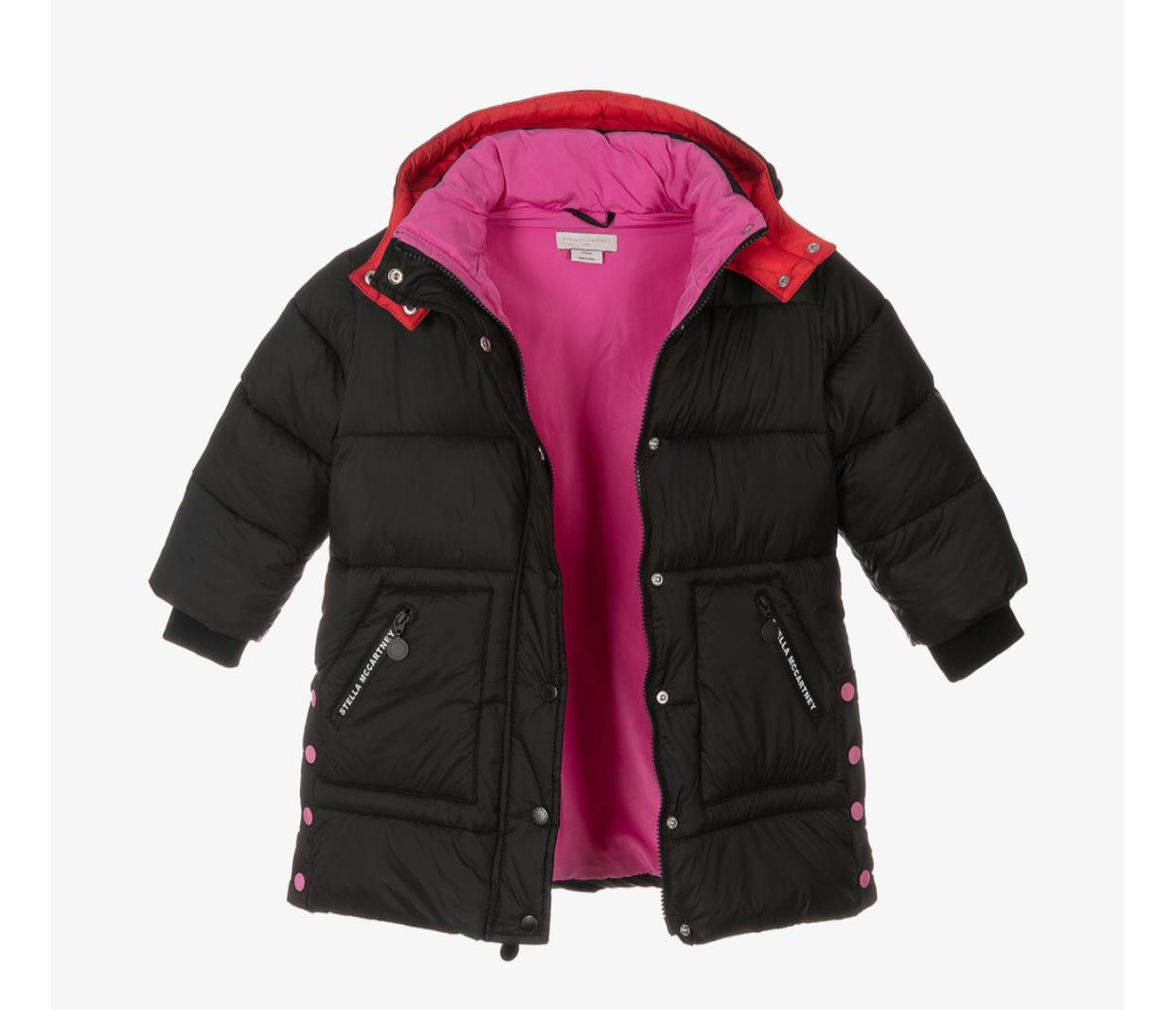 Stella McCartney Girls Puffer Jacket w/ Color Logo Tape