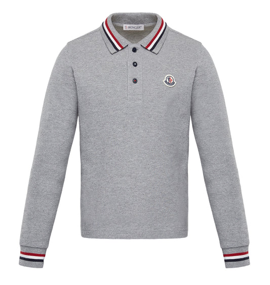 Moncler Long Sleeve Flag Stripe Polo