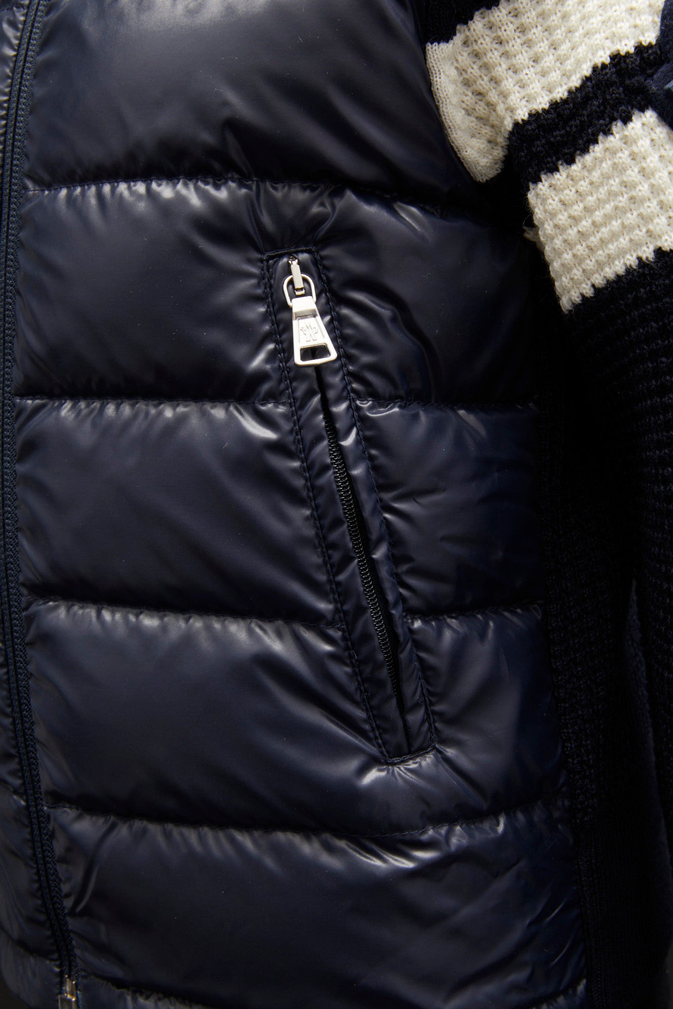 Moncler Knit and Shiny Down Cardigan
