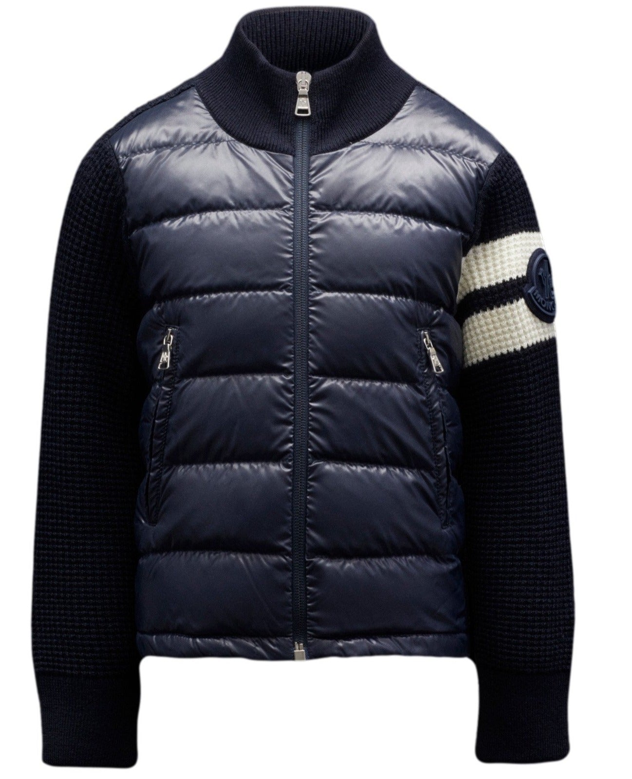 Moncler Knit and Shiny Down Cardigan