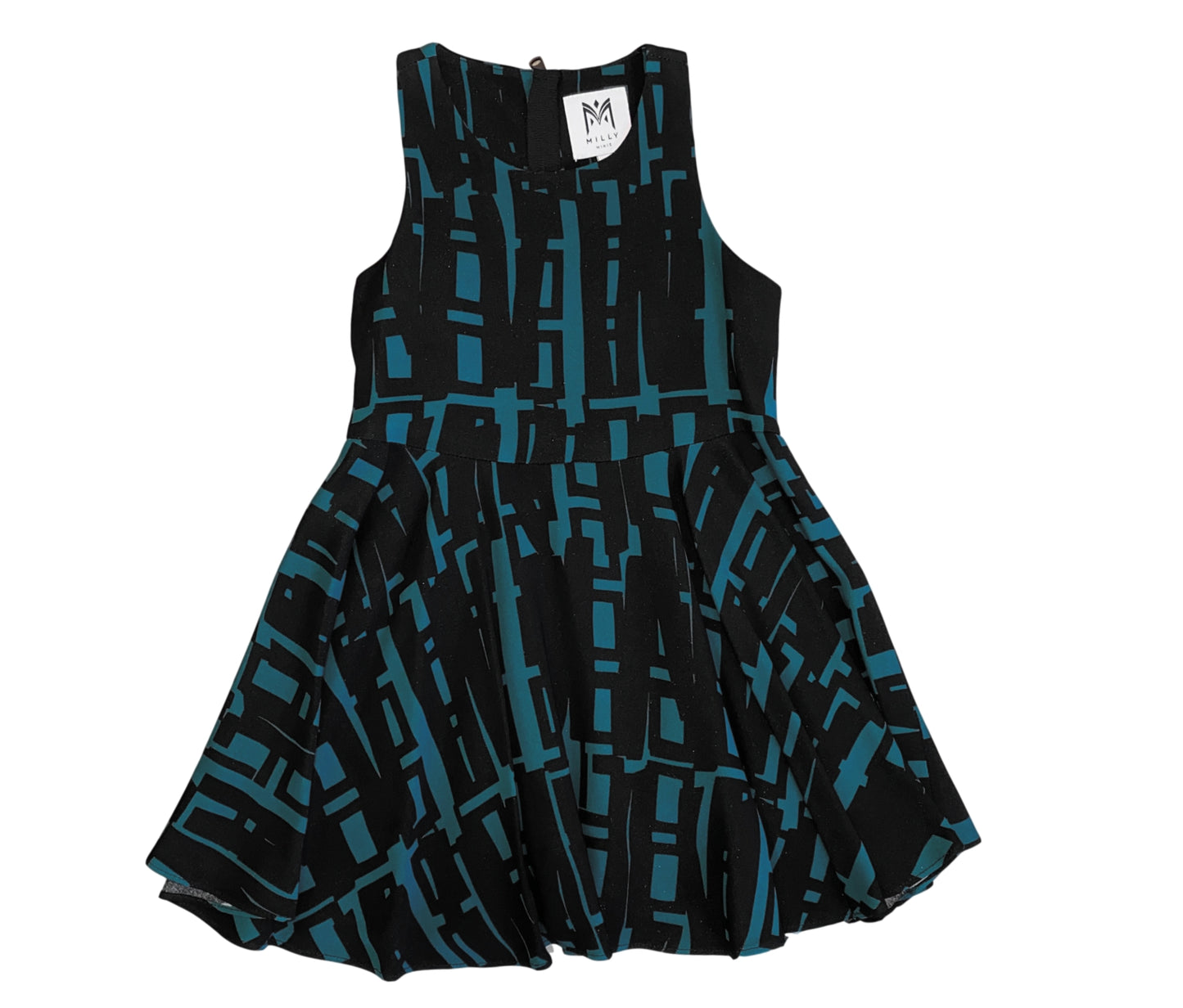 Milly Minis Linear Geo Print Flounce Dress