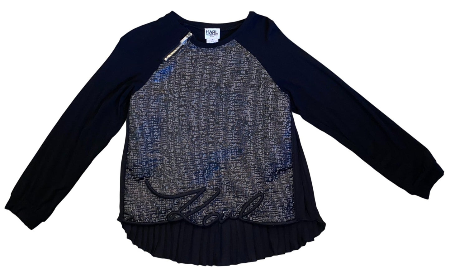Lagerfeld Kids Z15117 Pleated Jacquard Front Blouse