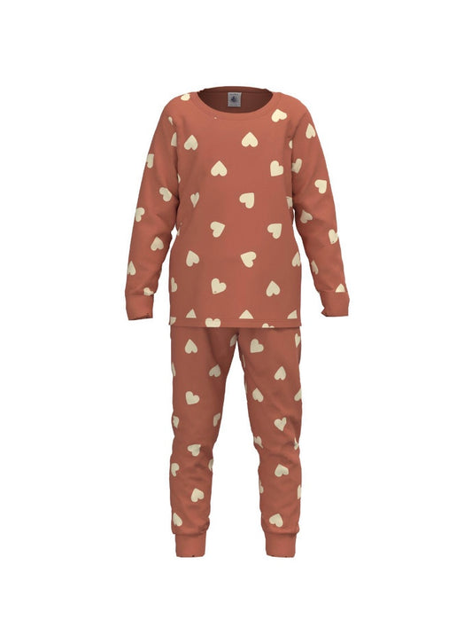 Petit Bateau Girls Long Sleeve Heart Print Loungewear