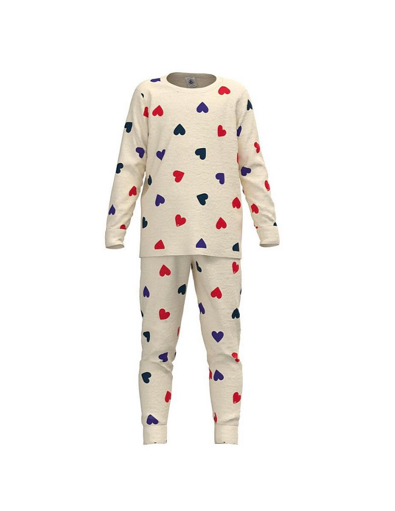 Petit Bateau Girls Long Sleeve Heart Print Loungewear