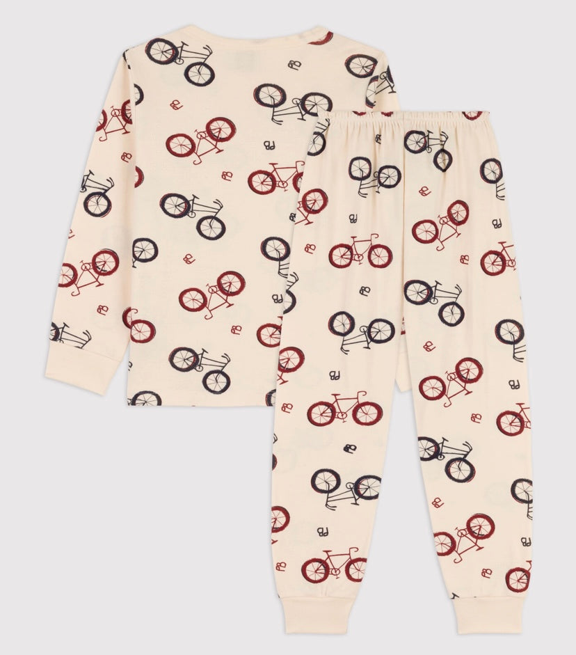 Petit Bateau Boys Long Sleeve Bicycle Print Loungewear