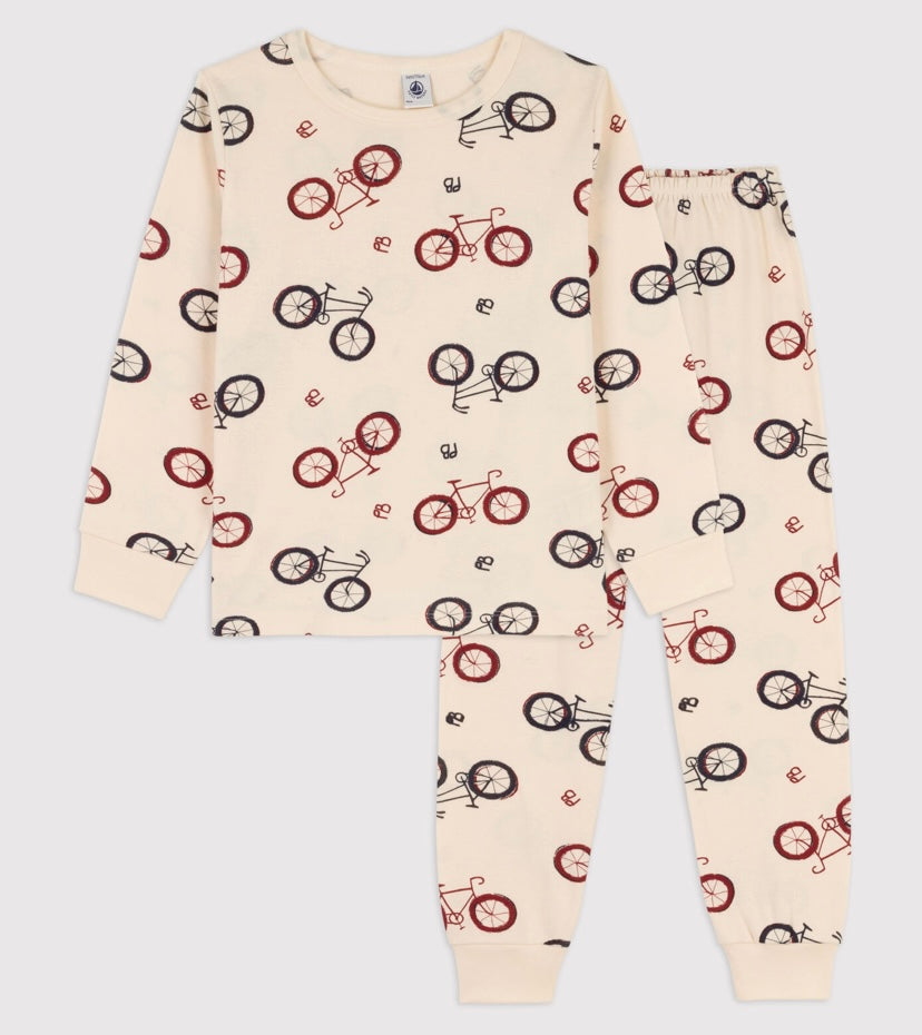 Petit Bateau Boys Long Sleeve Bicycle Print Loungewear