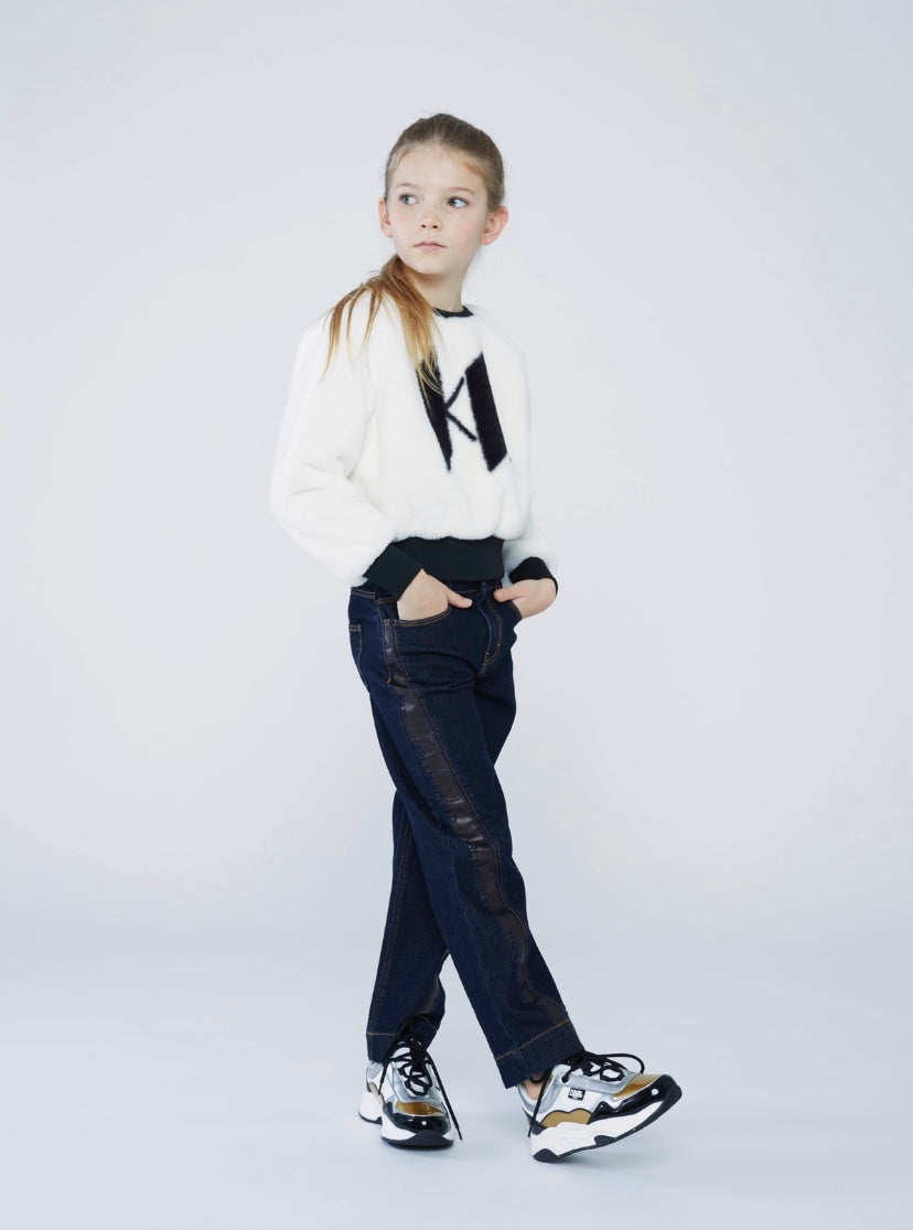 Karl Lagerfeld Fluffy Polar Sweatshirt w/ Front Logo Print