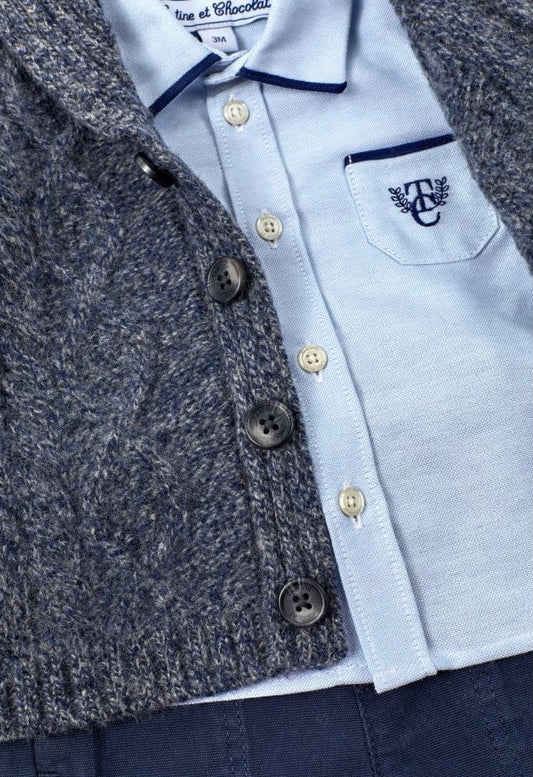 Tartine Long Sleeve Shirt w Collar Trim