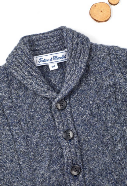 Tartine et Chocolat Boys Shawl Neck Button Down Sweater