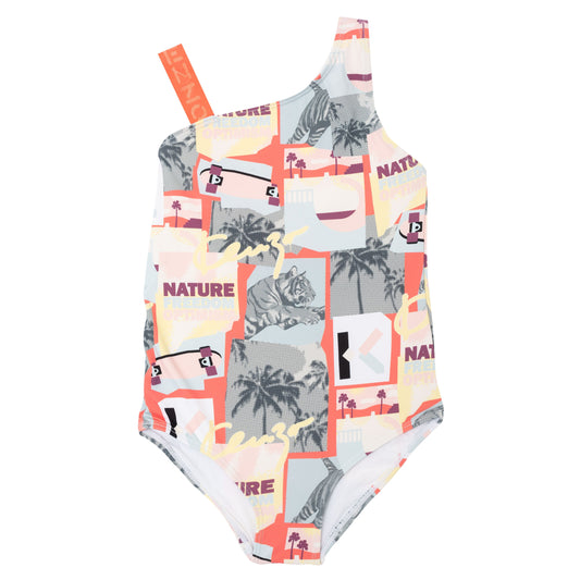 Kenzo Girls Asymmetrical Strap Urban Swimsuit