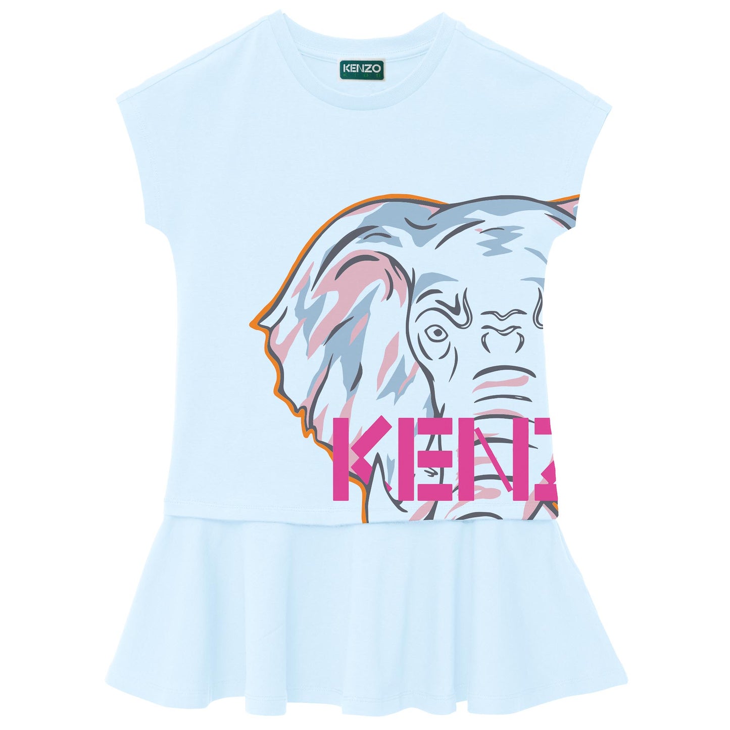 Kenzo Short Sleeved Dress w/ Elephant Print