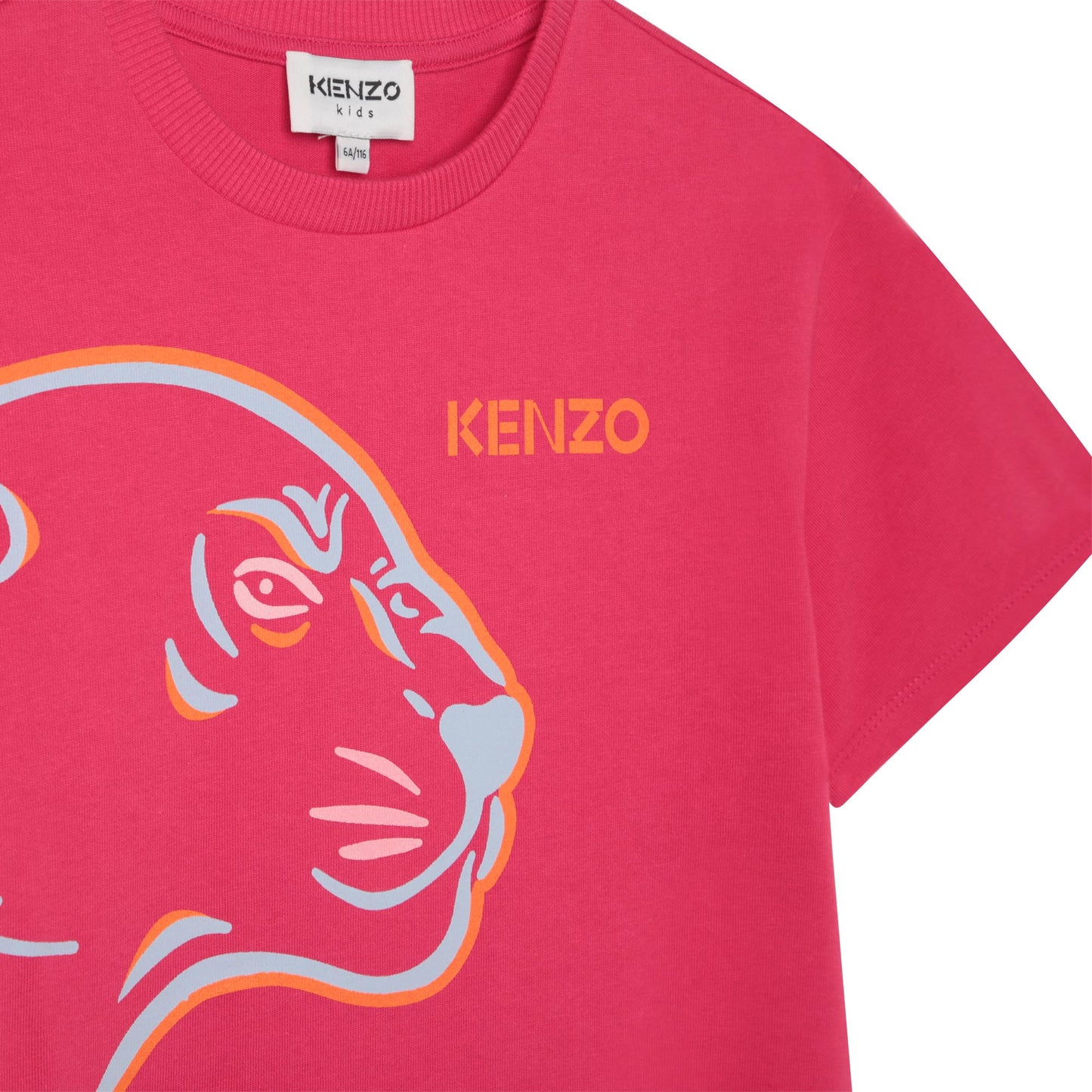 Kenzo Short Sleeved Dress w/ Front Panther Graphic