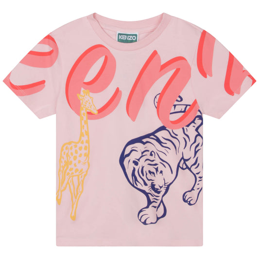 Kenzo Short Sleeved Tee Shirt w/ Giraffe & Tiger Graphic