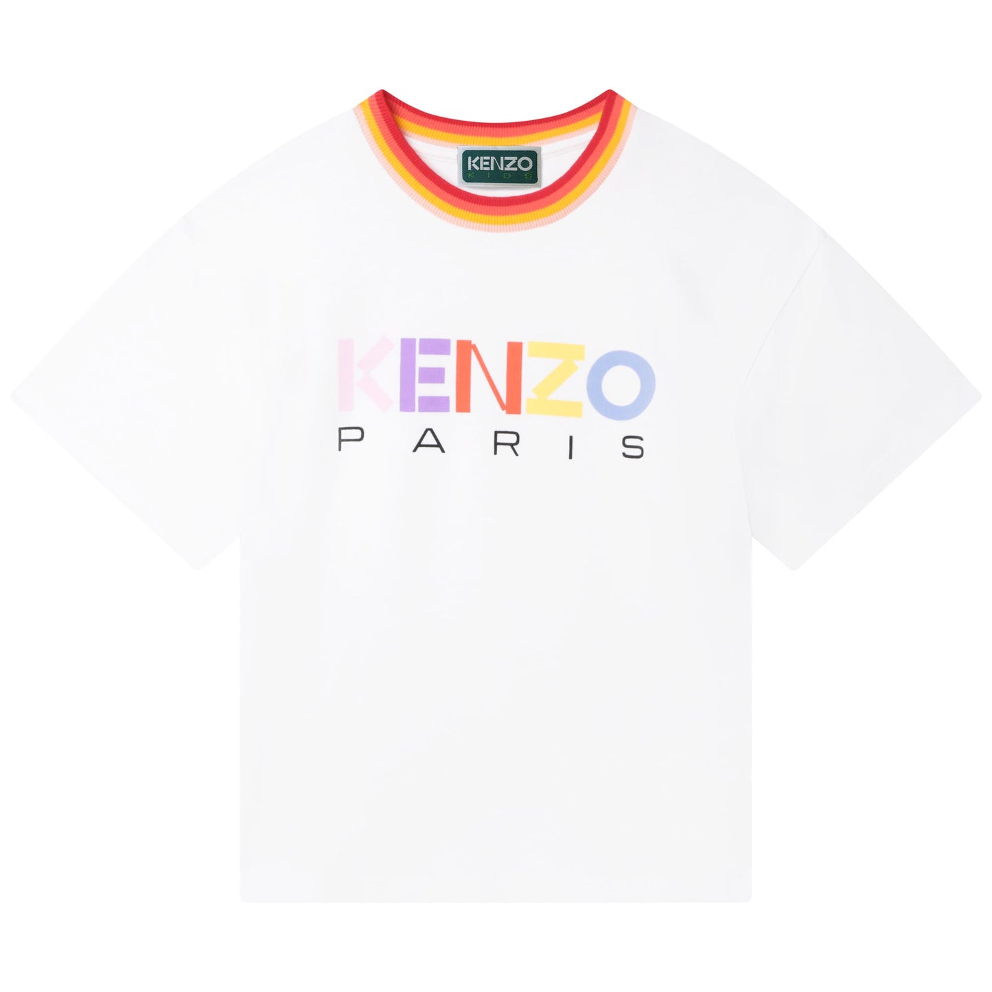 Kenzo Short Sleeved Tee Shirt w/ Colorful Kenzo Paris Print