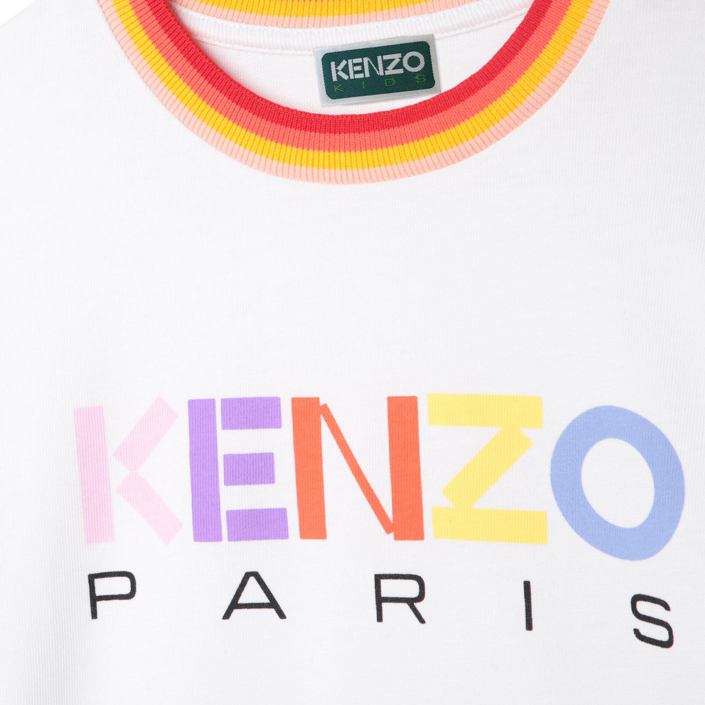 Kenzo Short Sleeved Tee Shirt w/ Colorful Kenzo Paris Print