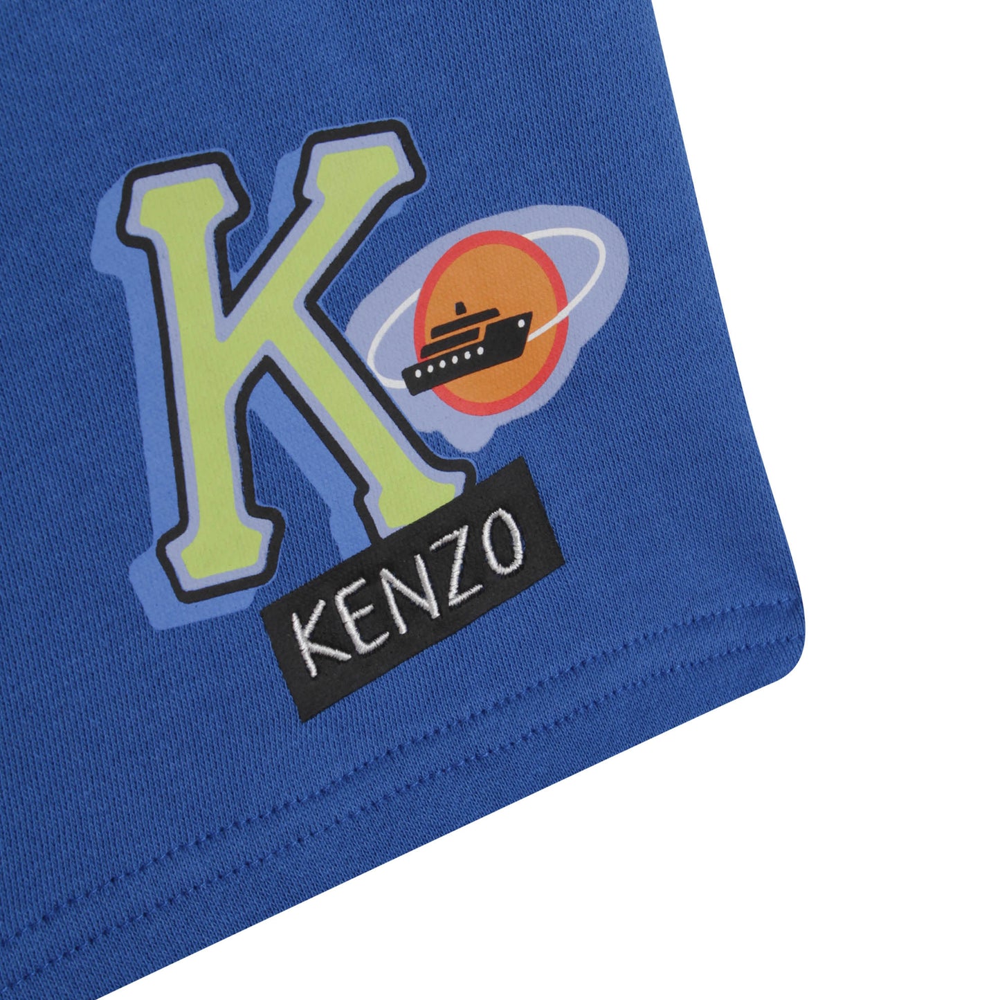 Kenzo Bi-material Bermuda Shorts w/ 'K' graphic