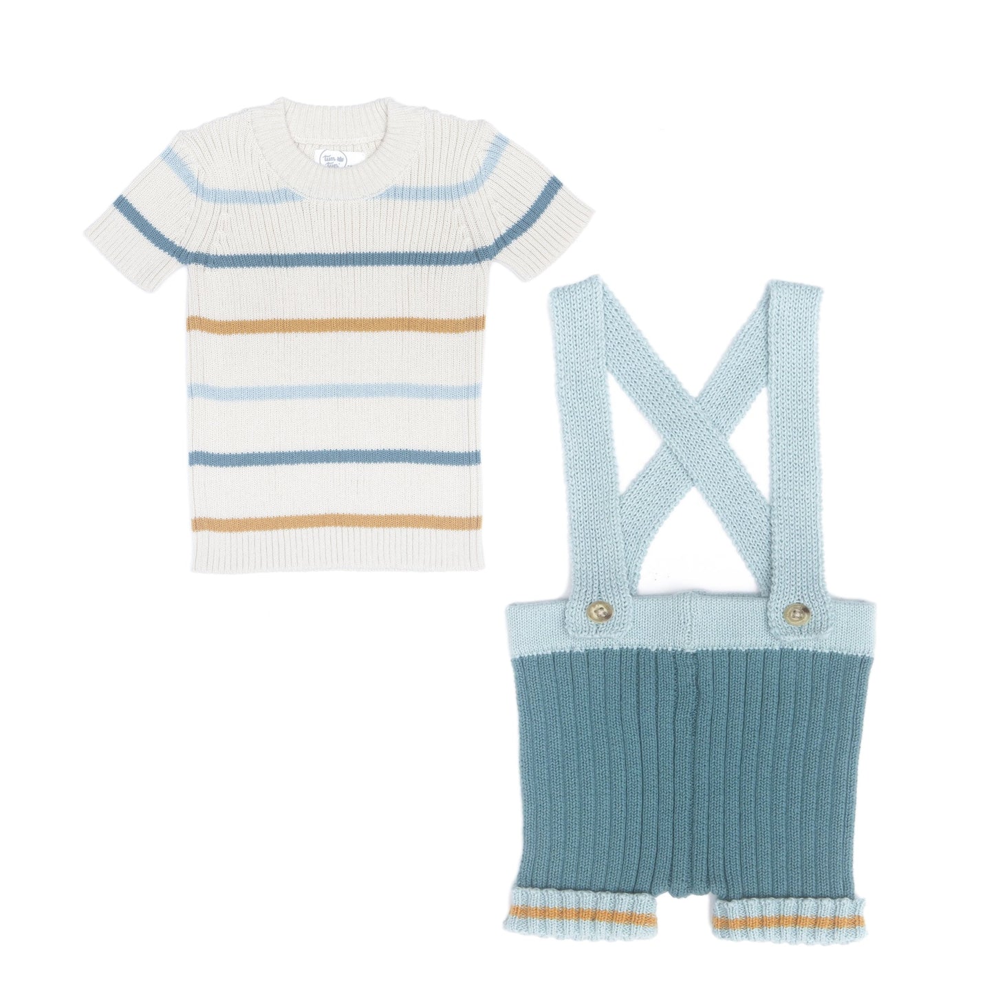 Tun Tun Baby Boy Striped Tee &  Suspender Set