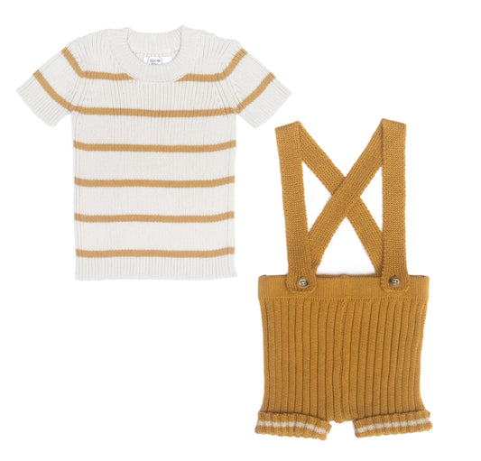 Tun Tun Baby Boy Striped Tee &  Suspender Set
