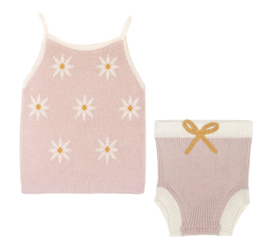 Tun Tun Baby Girl Daisy Knit Outfit Set